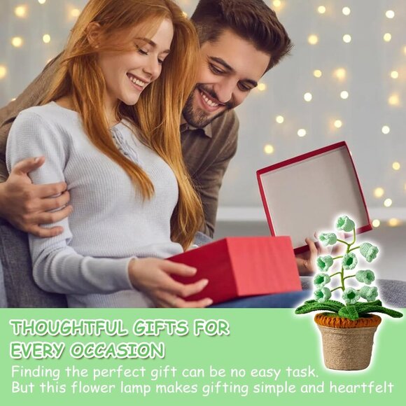 Lily Valley Artificial Crochet Lights Flowers Green Lamp Cordless Home Decor - Picture 6 of 6